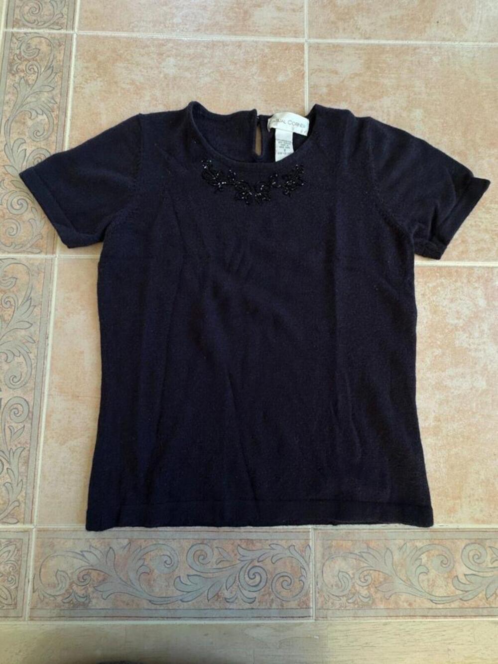 Casual Corner Navy Merino wool Acrylic Blend Top Women size S